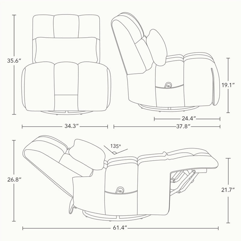 Cole elektrisch verstellbarer Drehsessel mit Lendenwirbelstütze