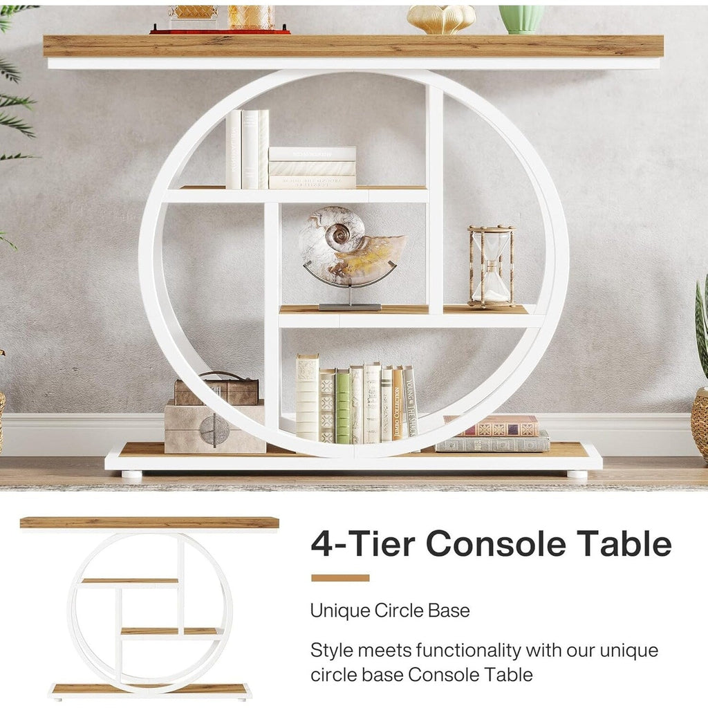 Konsolentisch für den Eingangsbereich, industrieller 4-stufiger Sofatisch hinter dem Sofa