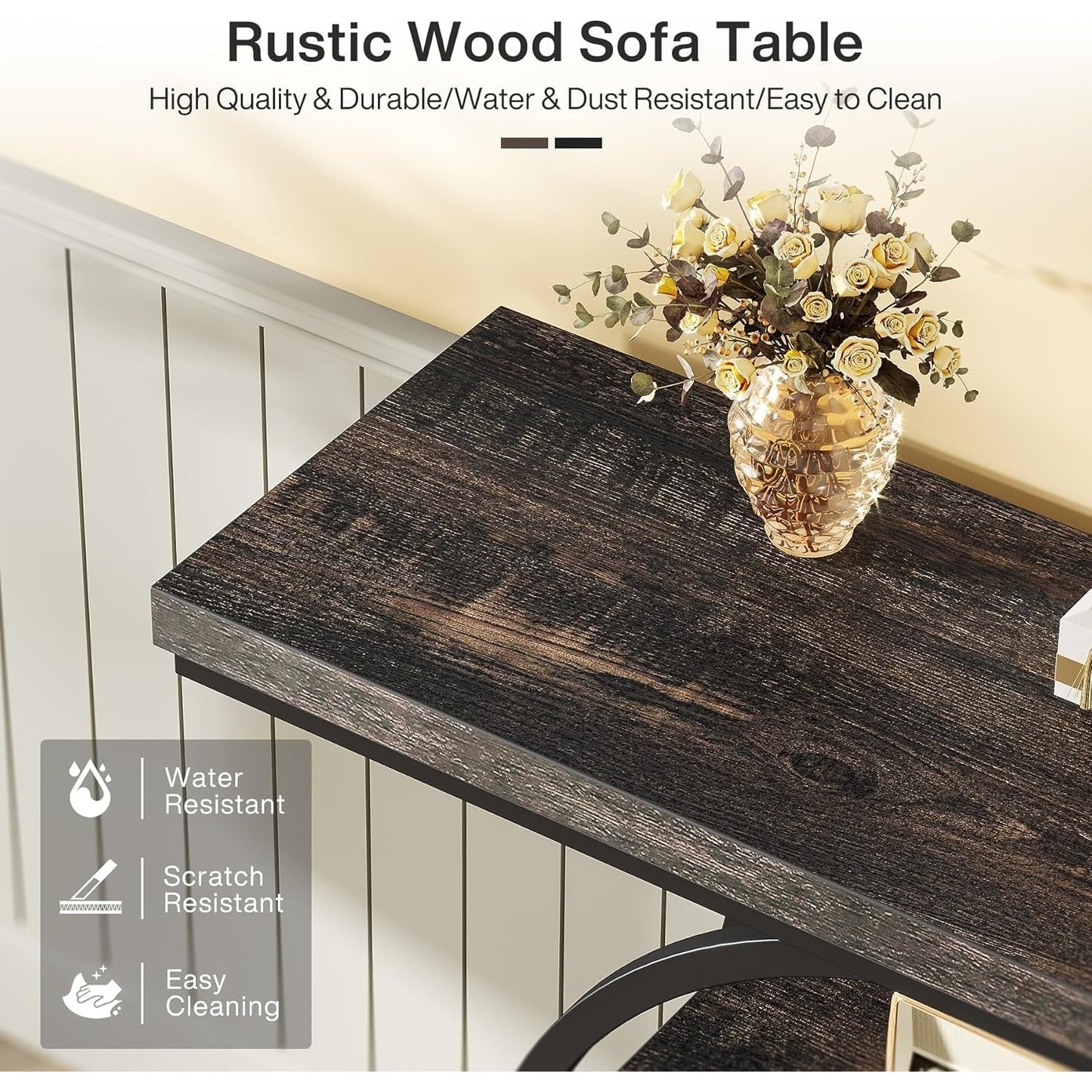 Konsolentisch für den Eingangsbereich, industrieller 4-stufiger Sofatisch hinter dem Sofa