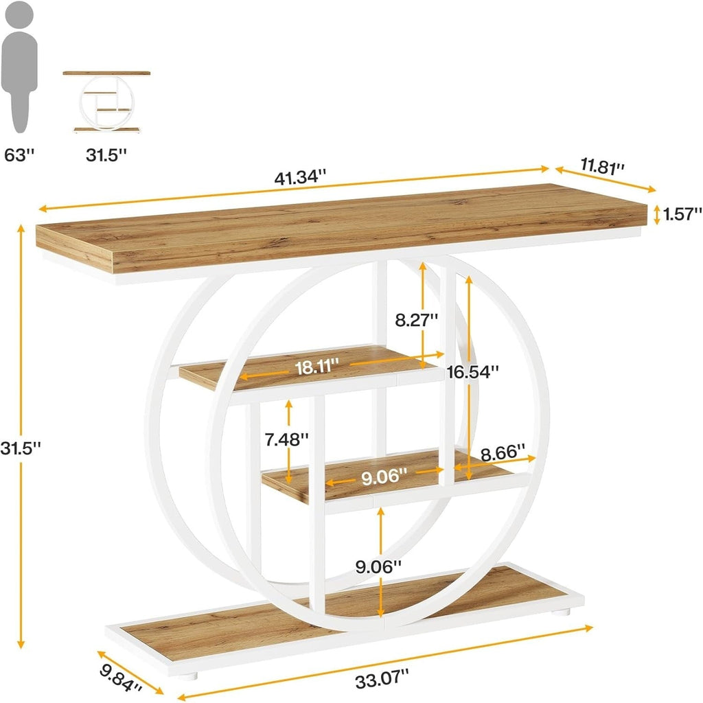 Konsolentisch für den Eingangsbereich, industrieller 4-stufiger Sofatisch hinter dem Sofa