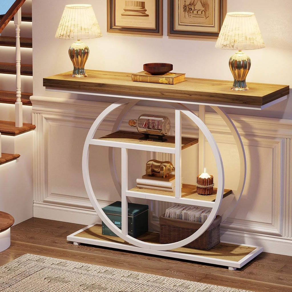 Konsolentisch für den Eingangsbereich, industrieller 4-stufiger Sofatisch hinter dem Sofa