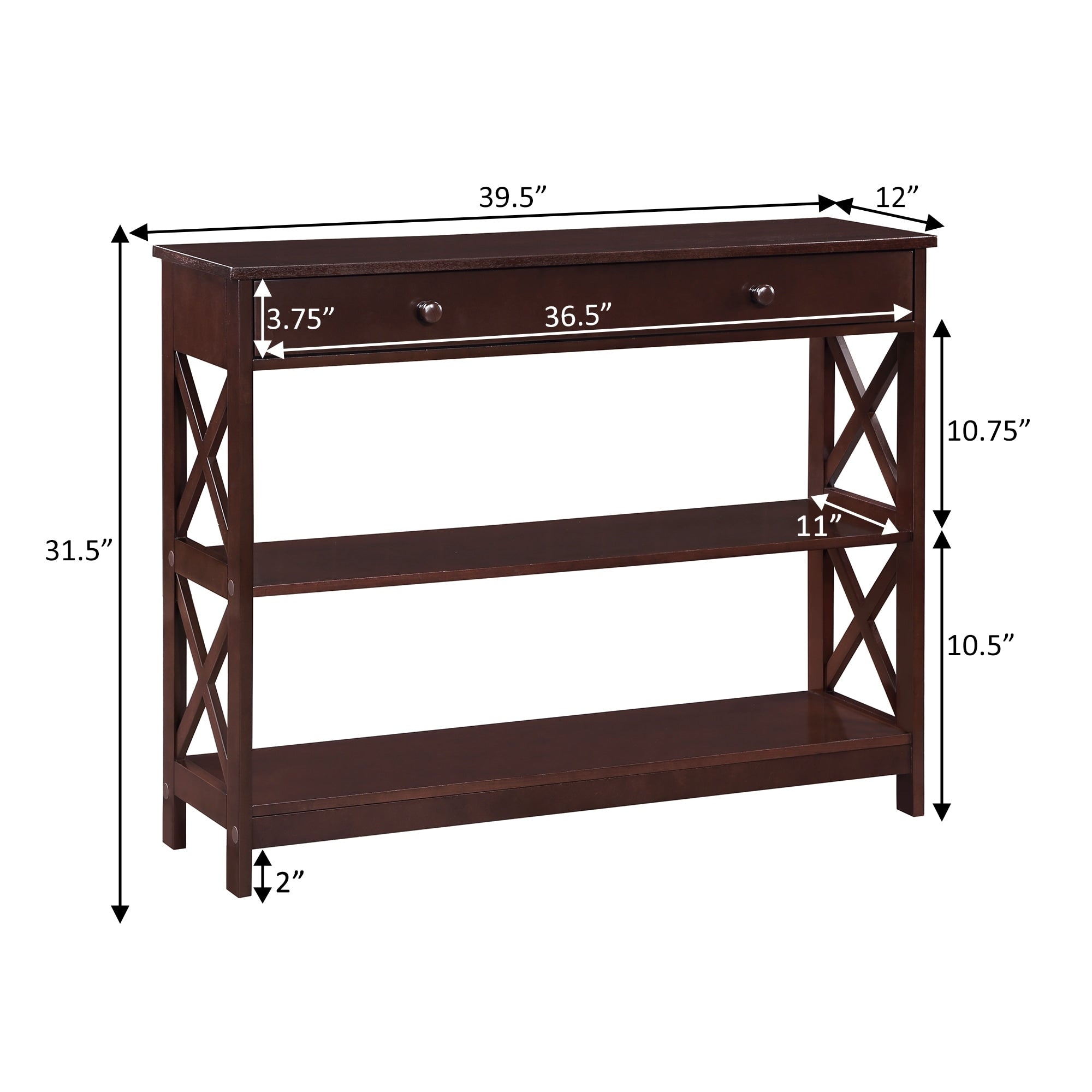 Convenience Concepts Oxford Konsolentisch mit einer Schublade und Ablagen