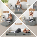 Verwandelbares Klappsofa – Moderner Leinen-Schlafsessel mit Kissen und Klappmatratze für Wohnzimmer/Studentenwohnheim/Gästezimmer