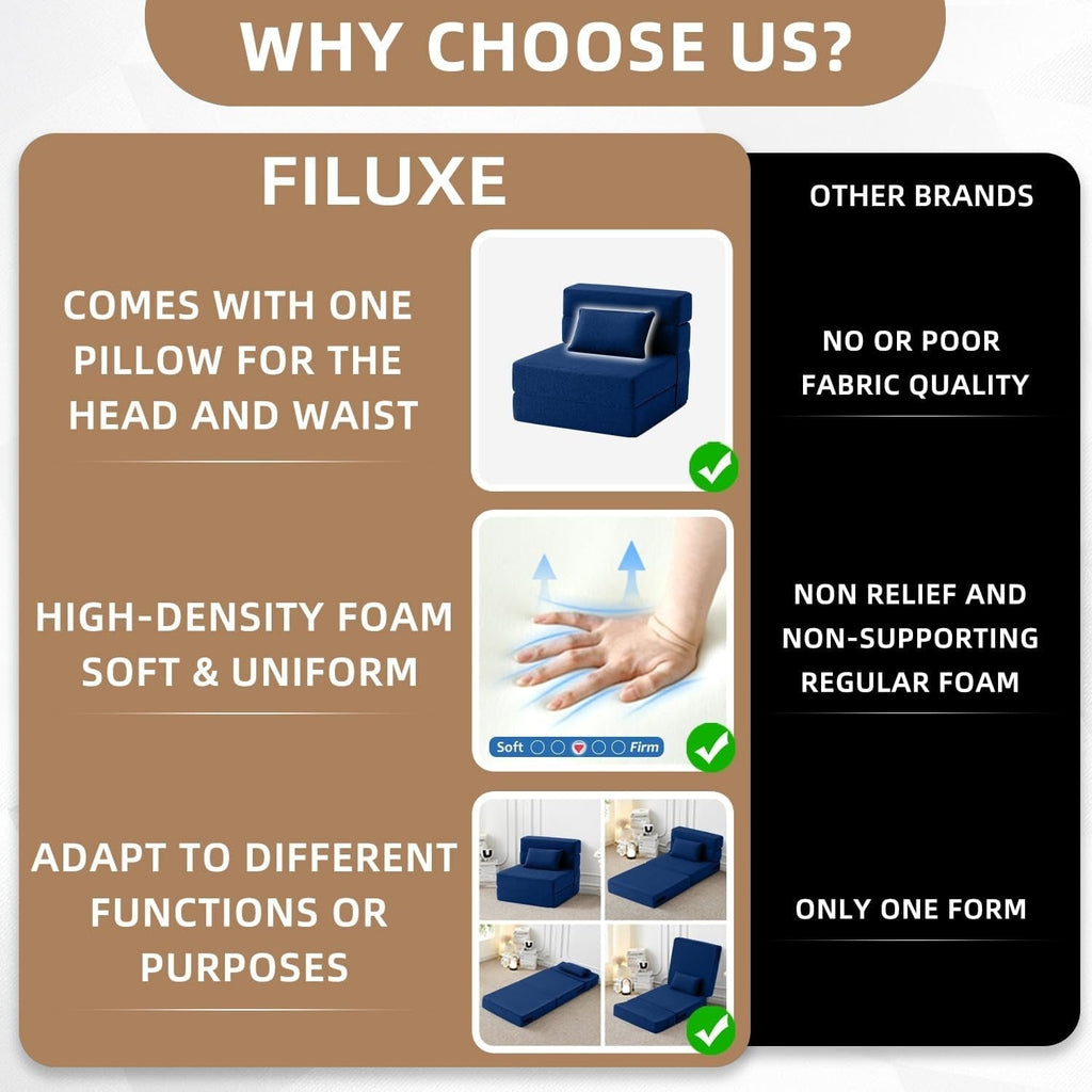 Verwandelbares Klappsofa – Moderner Leinen-Schlafsessel mit Kissen und Klappmatratze für Wohnzimmer/Studentenwohnheim/Gästezimmer