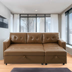 Wendbares Ecksofa mit ausziehbarem Schlafsofa, versteckter Stauraum-Chaiselongue und robusten Beinen