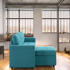 Wendbares Ecksofa mit ausziehbarem Schlafsofa, versteckter Stauraum-Chaiselongue und robusten Beinen