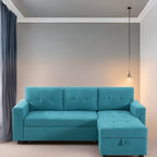 Wendbares Ecksofa mit ausziehbarem Schlafsofa, versteckter Stauraum-Chaiselongue und robusten Beinen