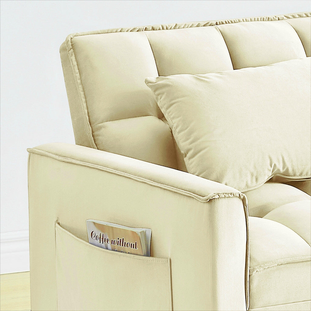 Schlafsofa mit verstellbarer Rückenlehne und Rollen