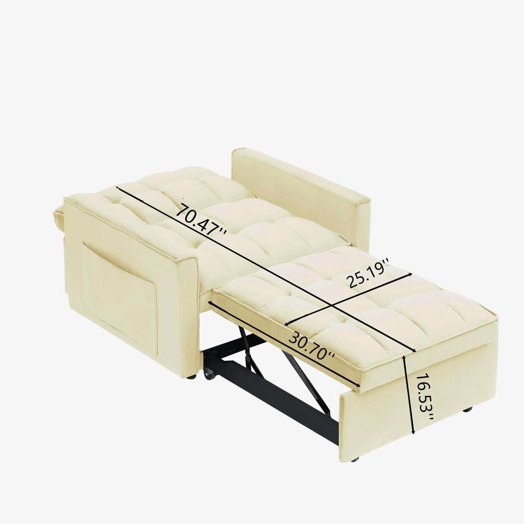 Schlafsofa mit verstellbarer Rückenlehne und Rollen