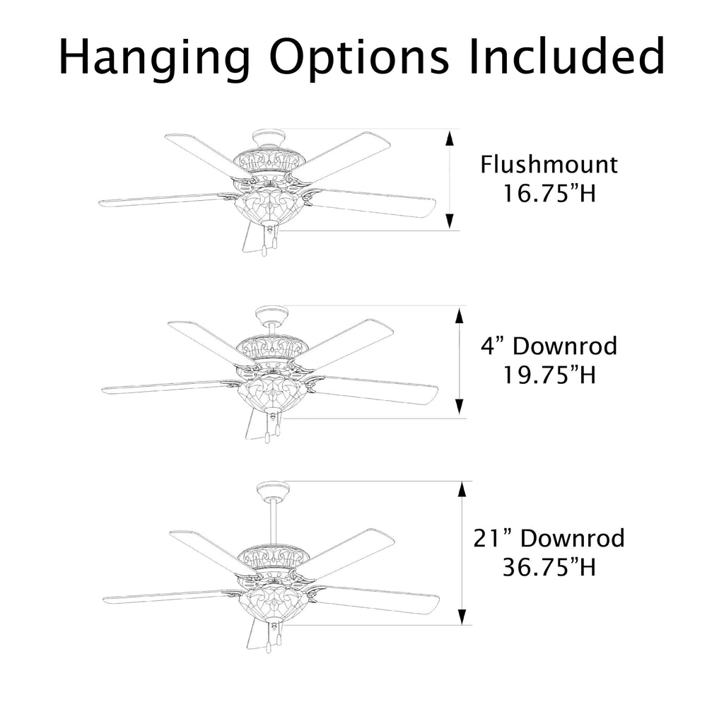 Copper Grove Guasipati 52-Zoll-Deckenventilator im Tiffany-Stil (Magna Carta) – 52L x 52B x 16,5