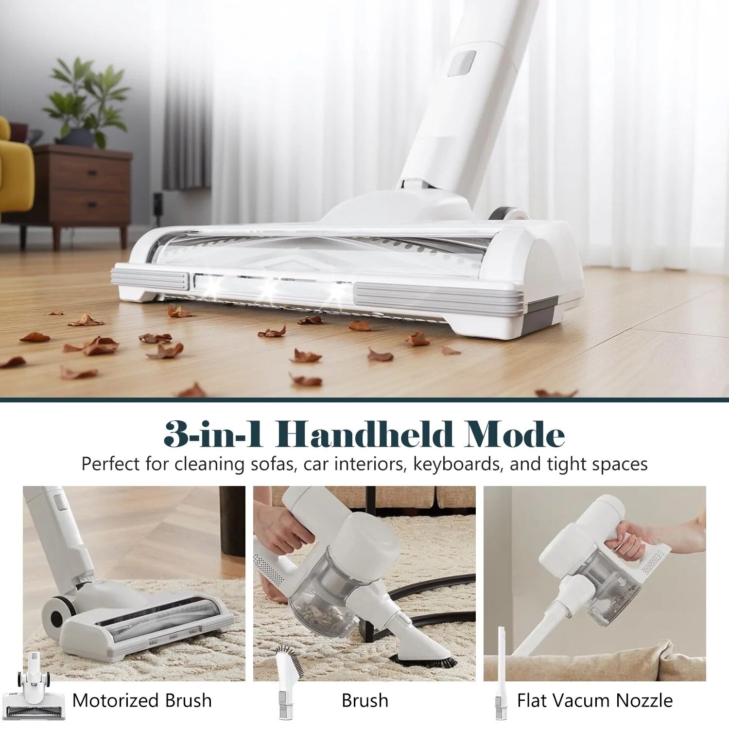 Kabelloser 3-in-1-Stielstaubsauger, leicht, für Teppiche, Hartböden, Tierhaare und die Reinigung im ganzen Haus