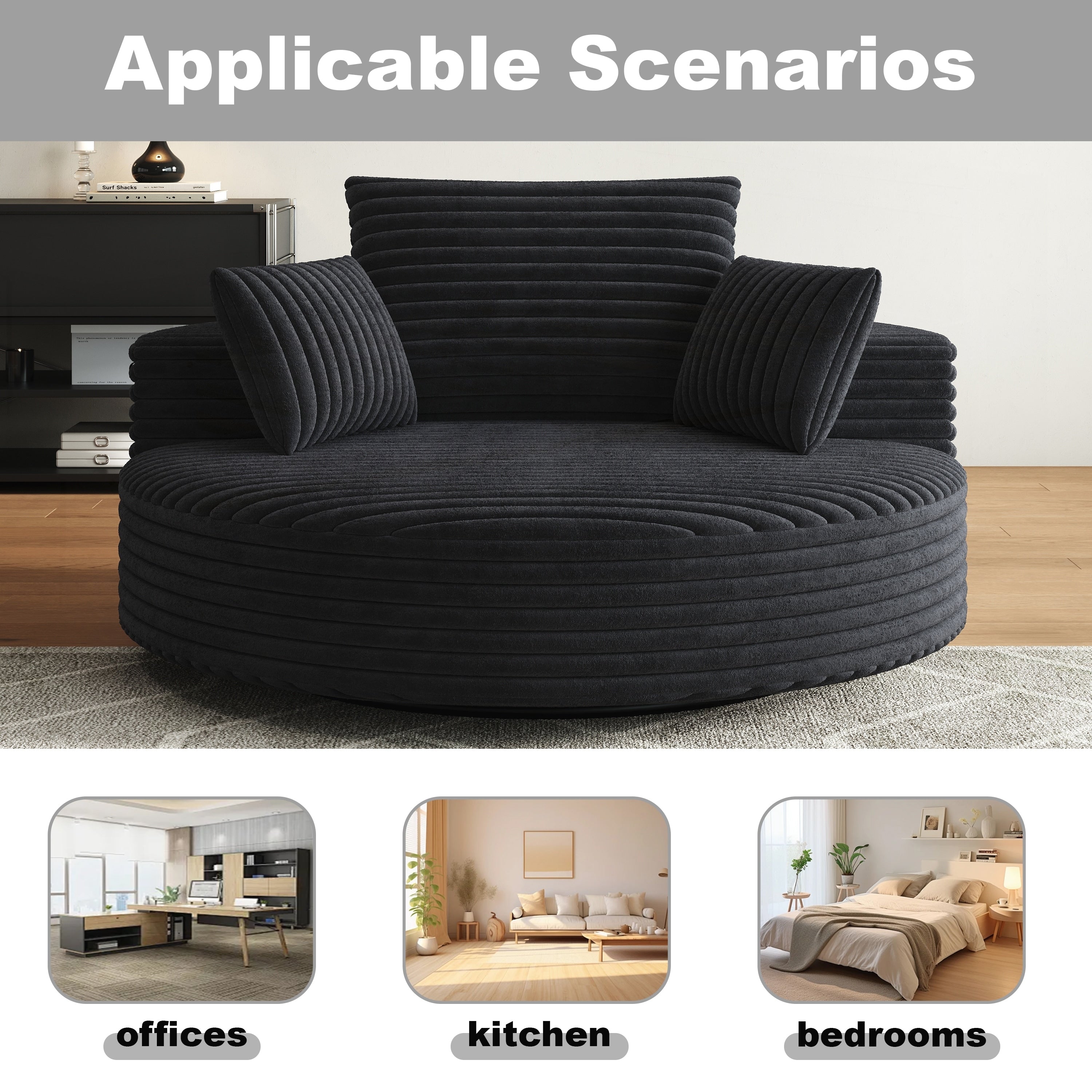 Drehstuhl aus Cord-Chenille-Schaumstoff