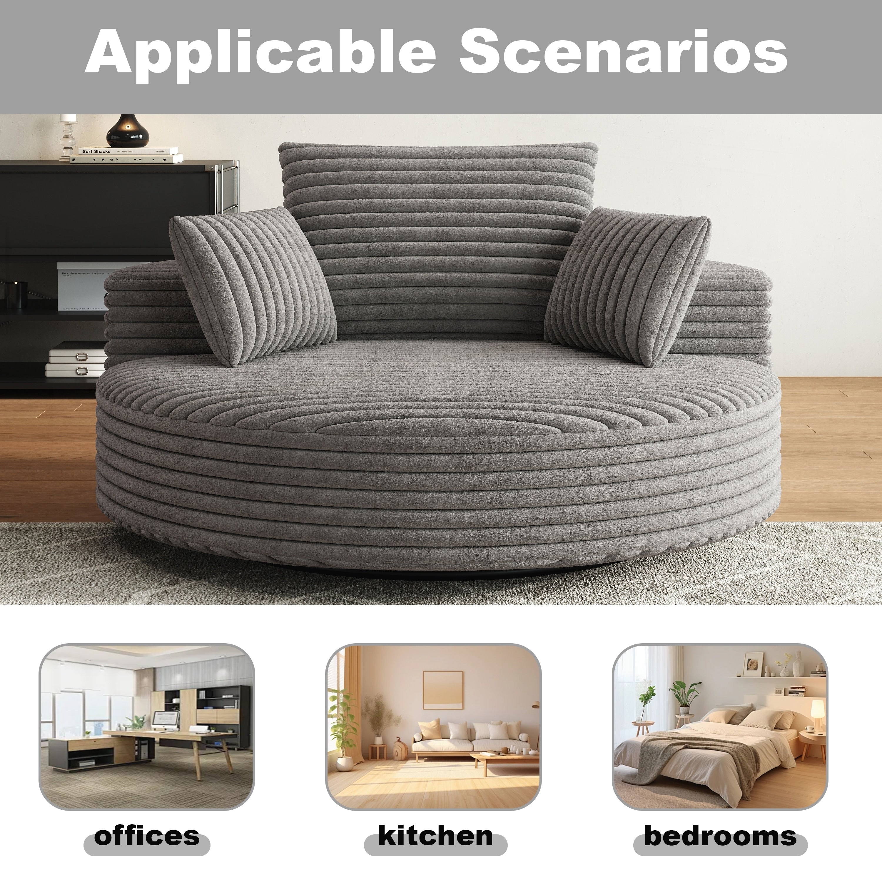 Drehstuhl aus Cord-Chenille-Schaumstoff