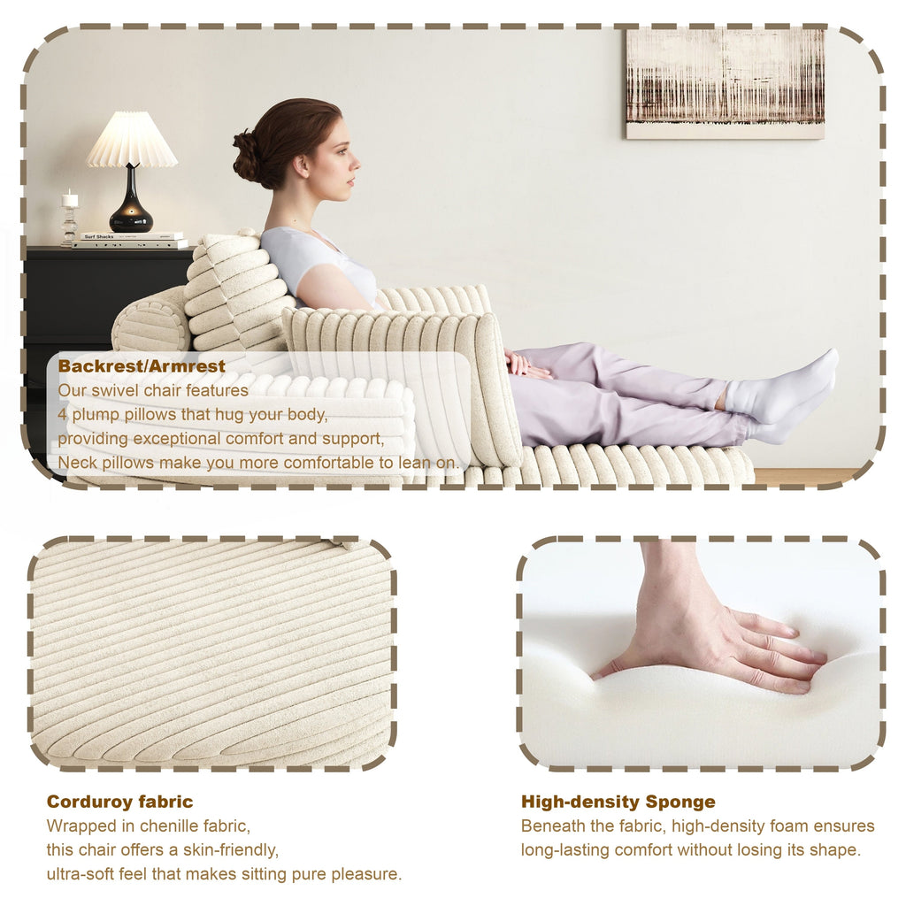 Drehstuhl aus Cord-Chenille-Schaumstoff