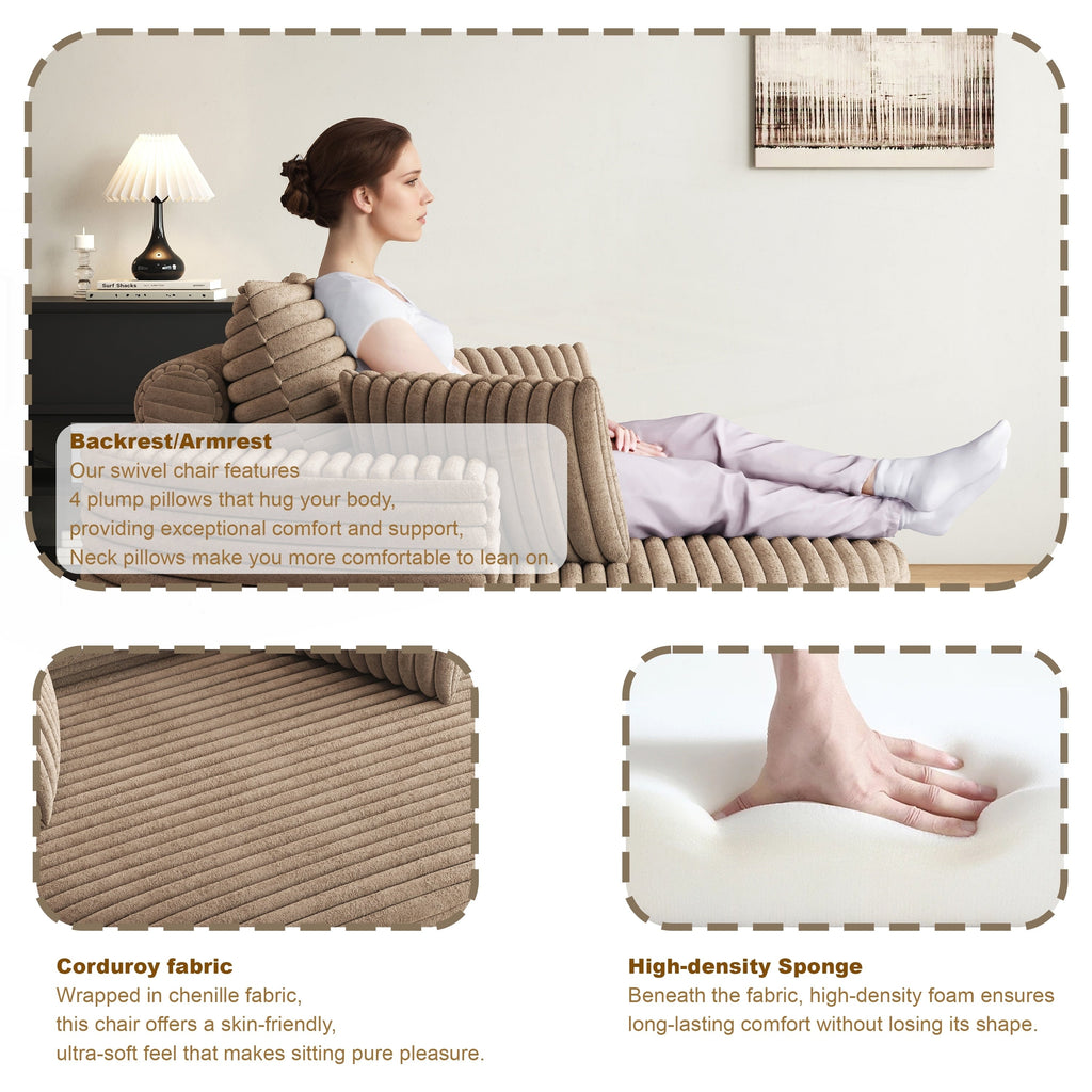 Drehstuhl aus Cord-Chenille-Schaumstoff