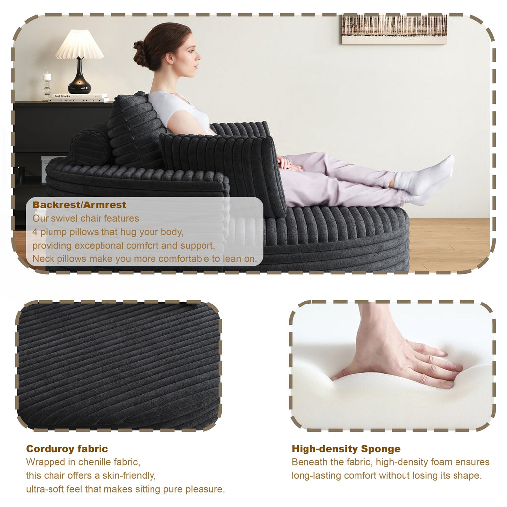 Drehstuhl aus Cord-Chenille-Schaumstoff