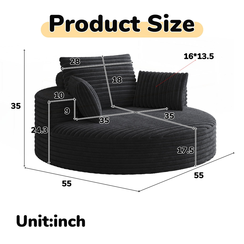 Drehstuhl aus Cord-Chenille-Schaumstoff