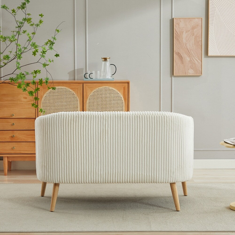 Zweisitzer-Sofa mit Cordbezug und Beinen aus Walnussholz