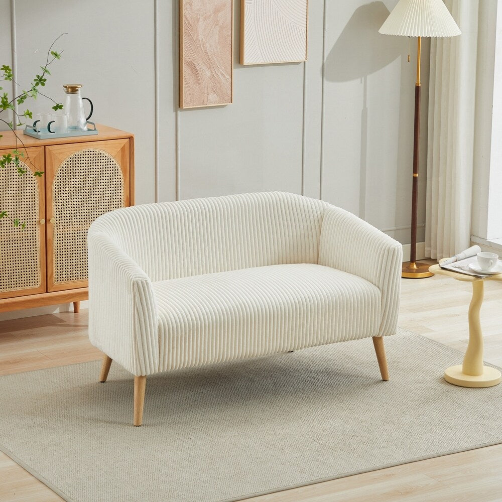 Zweisitzer-Sofa mit Cordbezug und Beinen aus Walnussholz