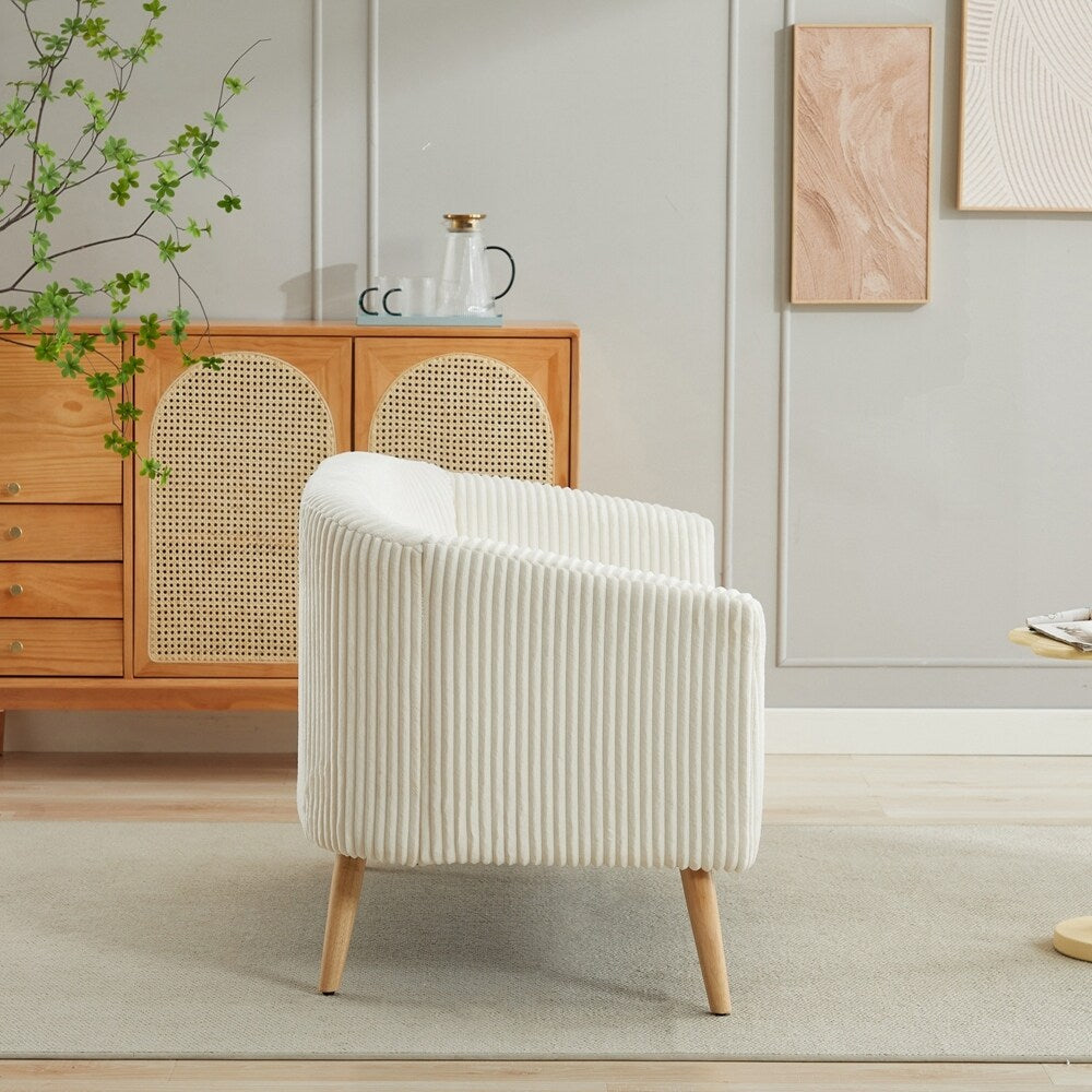 Zweisitzer-Sofa mit Cordbezug und Beinen aus Walnussholz