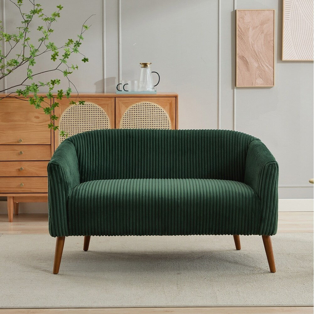 Zweisitzer-Sofa mit Cordbezug und Beinen aus Walnussholz