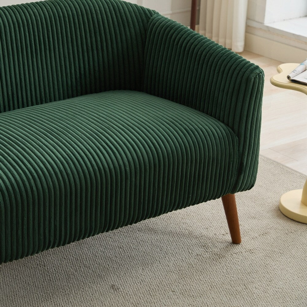 Zweisitzer-Sofa mit Cordbezug und Beinen aus Walnussholz