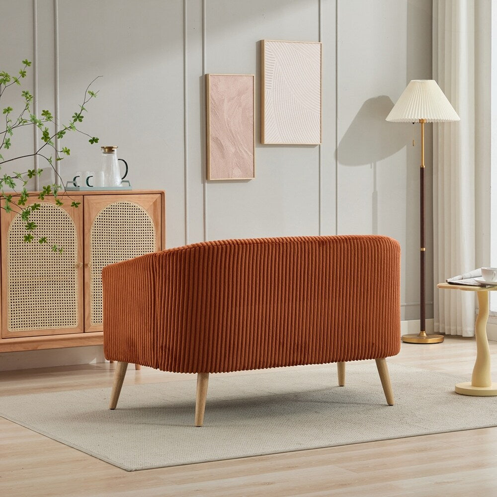 Zweisitzer-Sofa mit Cordbezug und Beinen aus Walnussholz