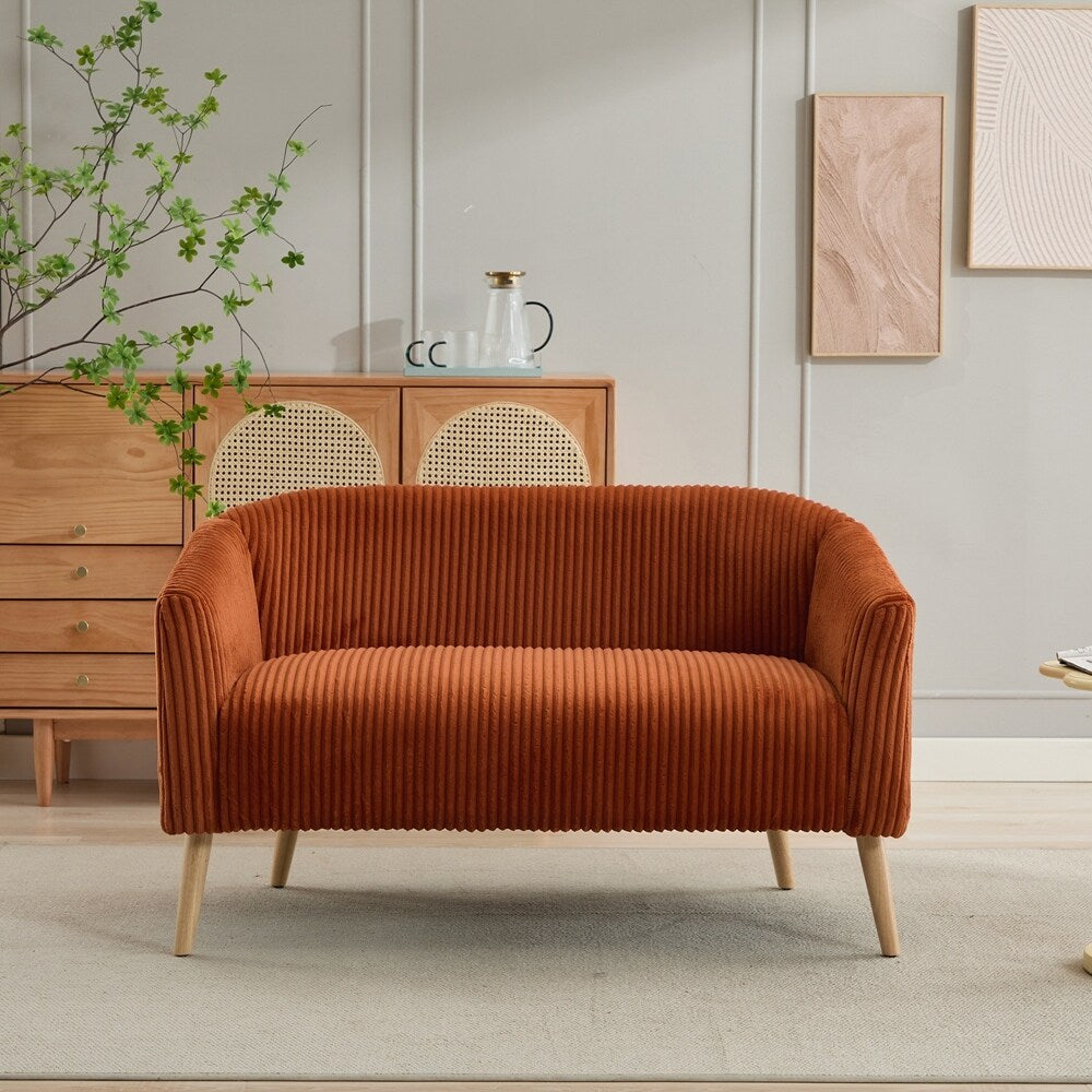 Zweisitzer-Sofa mit Cordbezug und Beinen aus Walnussholz