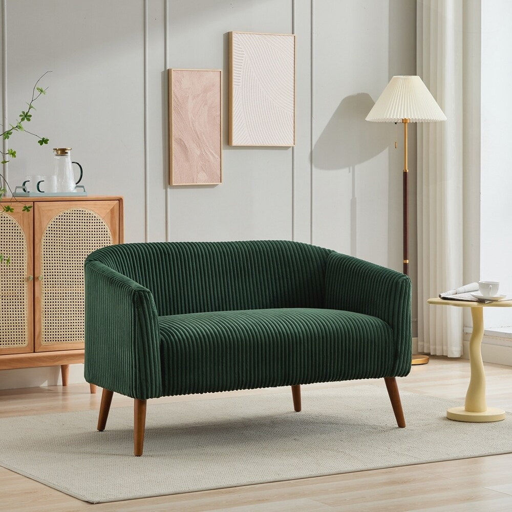 Zweisitzer-Sofa mit Cordbezug und Beinen aus Walnussholz