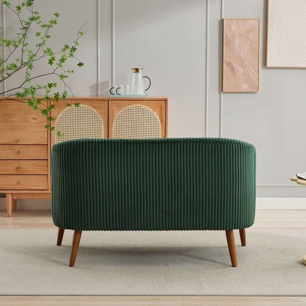 Zweisitzer-Sofa mit Cordbezug und Beinen aus Walnussholz