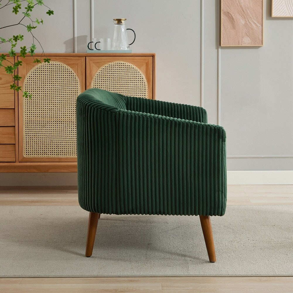 Zweisitzer-Sofa mit Cordbezug und Beinen aus Walnussholz