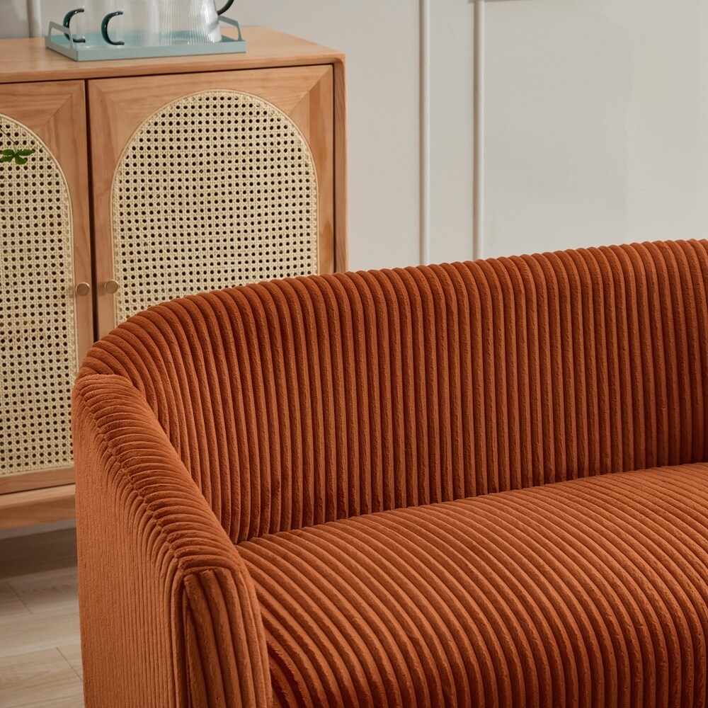 Zweisitzer-Sofa mit Cordbezug und Beinen aus Walnussholz