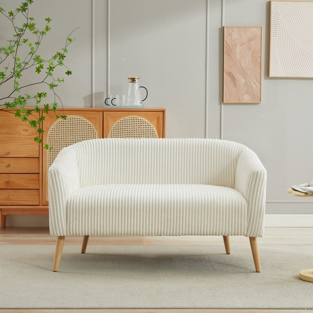 Zweisitzer-Sofa mit Cordbezug und Beinen aus Walnussholz