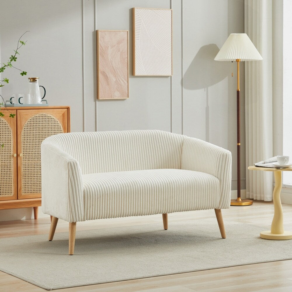 Zweisitzer-Sofa mit Cordbezug und Beinen aus Walnussholz