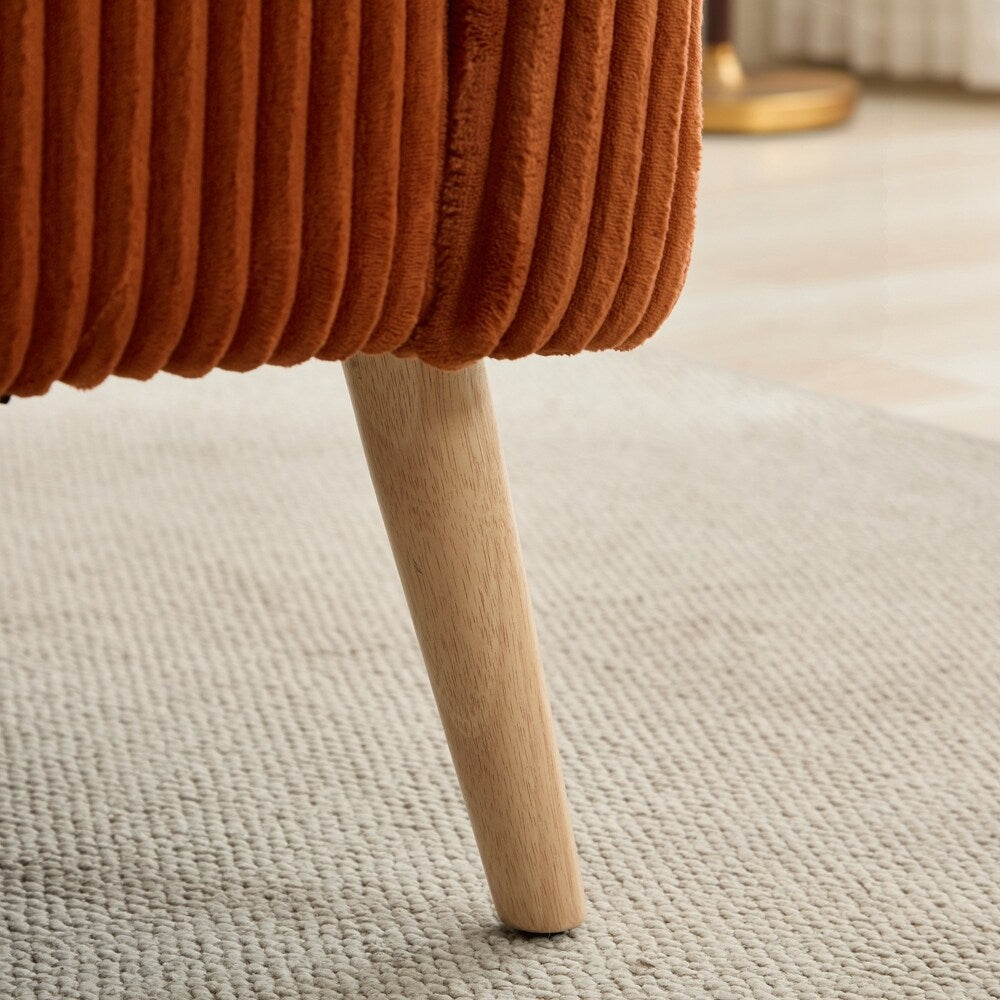 Zweisitzer-Sofa mit Cordbezug und Beinen aus Walnussholz