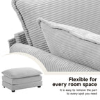 Ecksofa aus Cord mit abnehmbaren Hockern und ultraweichen Kissen für Wohn- und Schlafzimmer