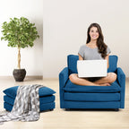 Ecksofa aus Cord mit abnehmbaren Hockern und ultraweichen Kissen für Wohn- und Schlafzimmer