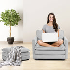 Ecksofa aus Cord mit abnehmbaren Hockern und ultraweichen Kissen für Wohn- und Schlafzimmer