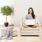 Ecksofa aus Cord mit abnehmbaren Hockern und ultraweichen Kissen für Wohn- und Schlafzimmer