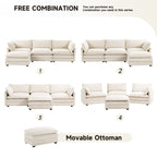 Ecksofa aus Cord mit abnehmbaren Hockern und ultraweichen Kissen für Wohn- und Schlafzimmer