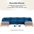 Ecksofa aus Cord mit abnehmbaren Hockern und ultraweichen Kissen für Wohn- und Schlafzimmer