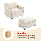 Ecksofa aus Cord mit abnehmbaren Hockern und ultraweichen Kissen für Wohn- und Schlafzimmer