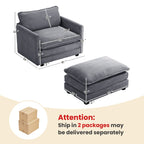 Ecksofa aus Cord mit abnehmbaren Hockern und ultraweichen Kissen für Wohn- und Schlafzimmer