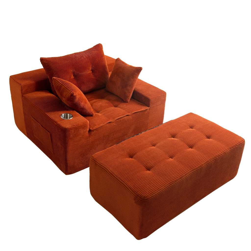 Sofa mit Cordbezug und Memory-Schaum-Sofa mit passendem Hocker und Sitzsack – 48,4 cm L x 67,7 cm B x 24,4 cm H