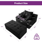 Sofa mit Cordbezug und Memory-Schaum-Sofa mit passendem Hocker und Sitzsack – 48,4 cm L x 67,7 cm B x 24,4 cm H