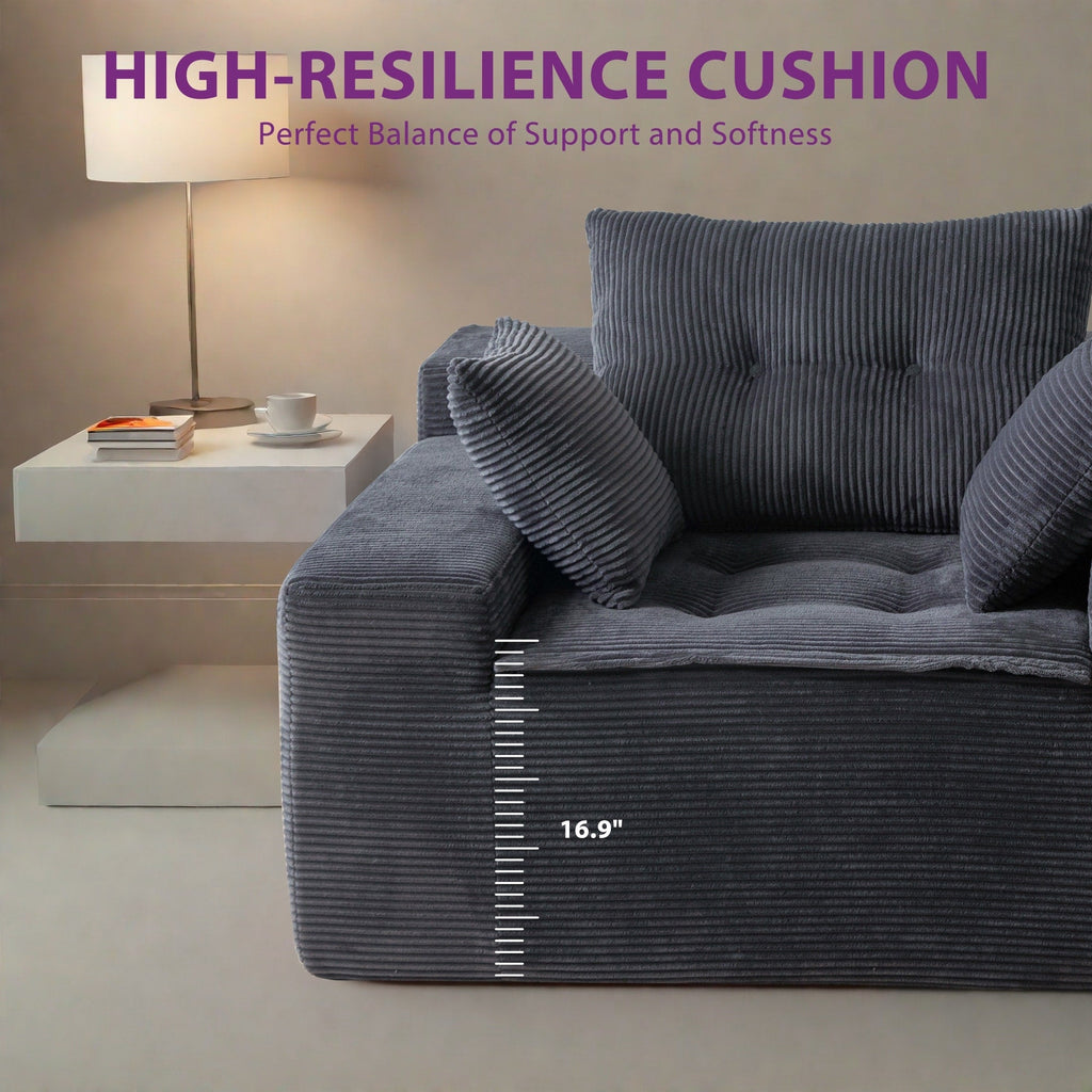 Sofa mit Cordbezug und Memory-Schaum-Sofa mit passendem Hocker und Sitzsack – 48,4 cm L x 67,7 cm B x 24,4 cm H