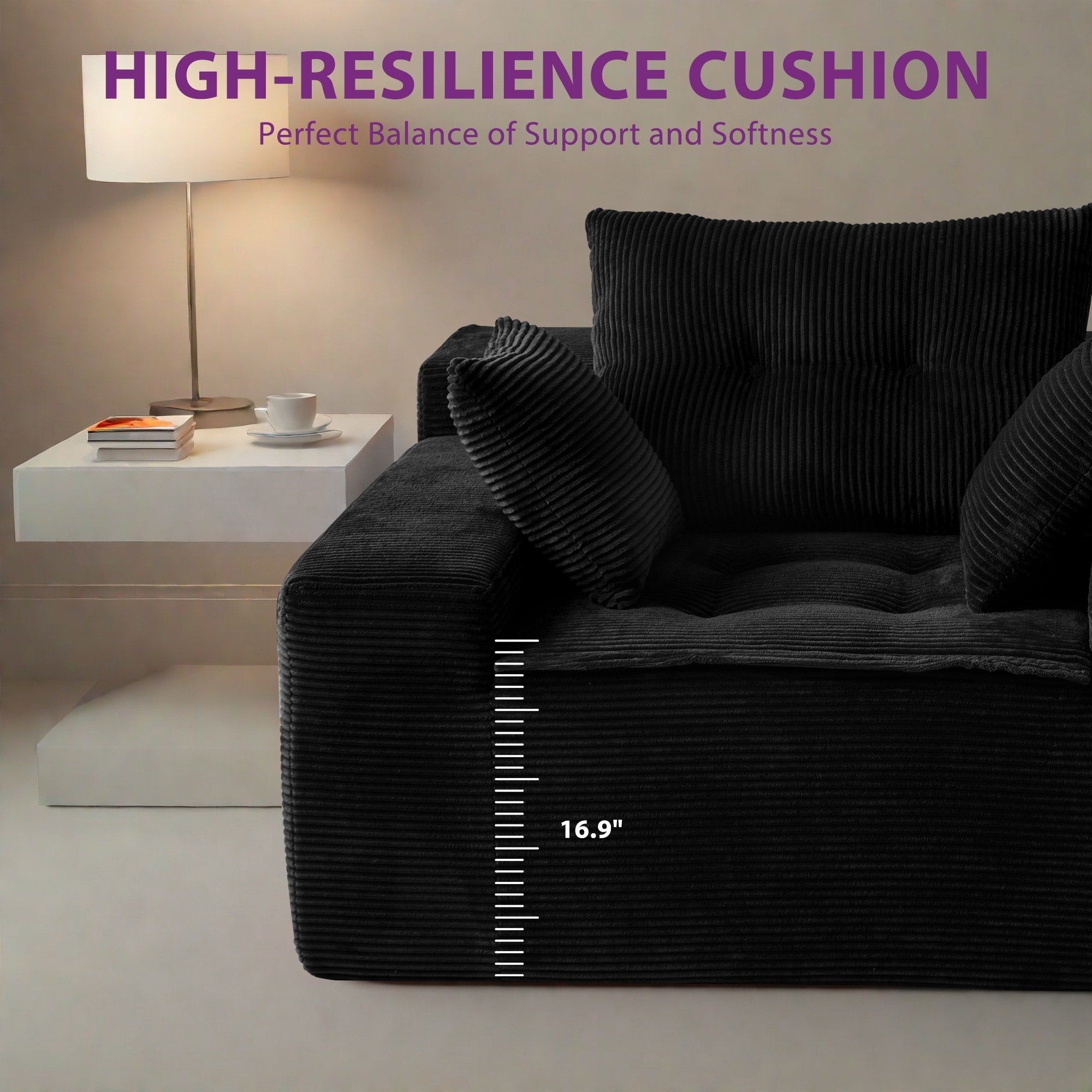 Sofa mit Cordbezug und Memory-Schaum-Sofa mit passendem Hocker und Sitzsack – 48,4 cm L x 67,7 cm B x 24,4 cm H