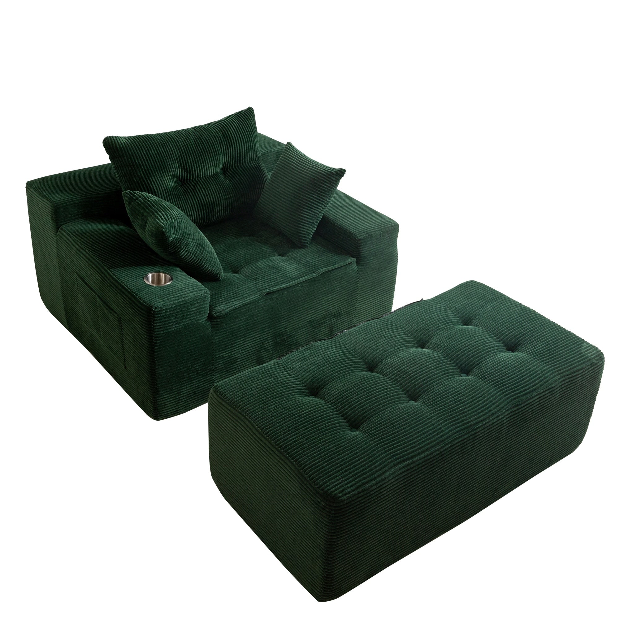 Sofa mit Cordbezug und Memory-Schaum-Sofa mit passendem Hocker und Sitzsack – 48,4 cm L x 67,7 cm B x 24,4 cm H