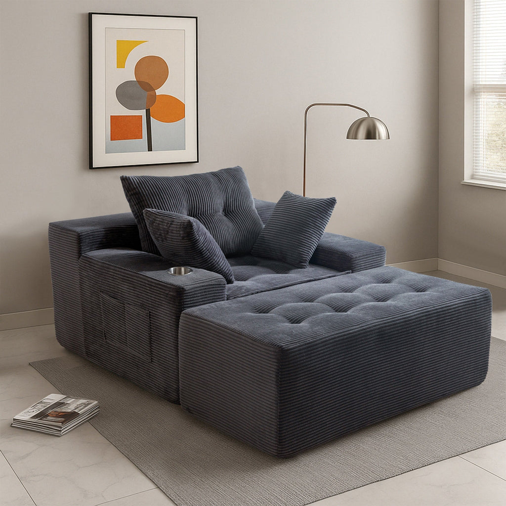 Sofa mit Cordbezug und Memory-Schaum-Sofa mit passendem Hocker und Sitzsack – 48,4 cm L x 67,7 cm B x 24,4 cm H