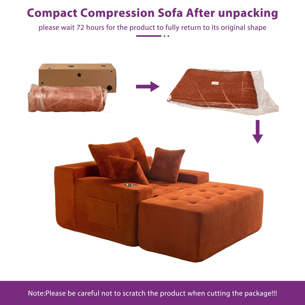 Sofa mit Cordbezug und Memory-Schaum-Sofa mit passendem Hocker und Sitzsack – 48,4 cm L x 67,7 cm B x 24,4 cm H